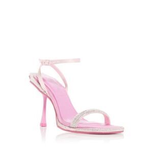 JOHNATHAN SIMKHAI Womens Pink Embellished Icon Square Toe Flare Heeled Sandal 37
